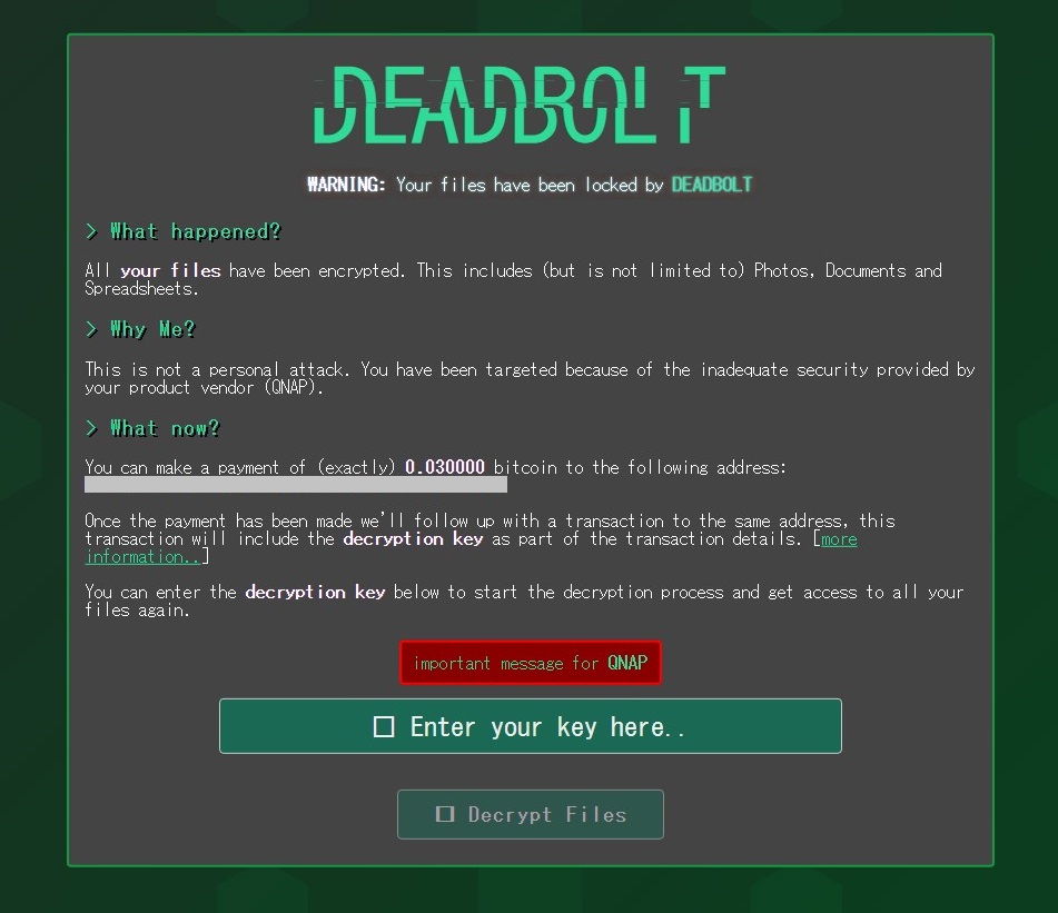 Deadbolt ransomware